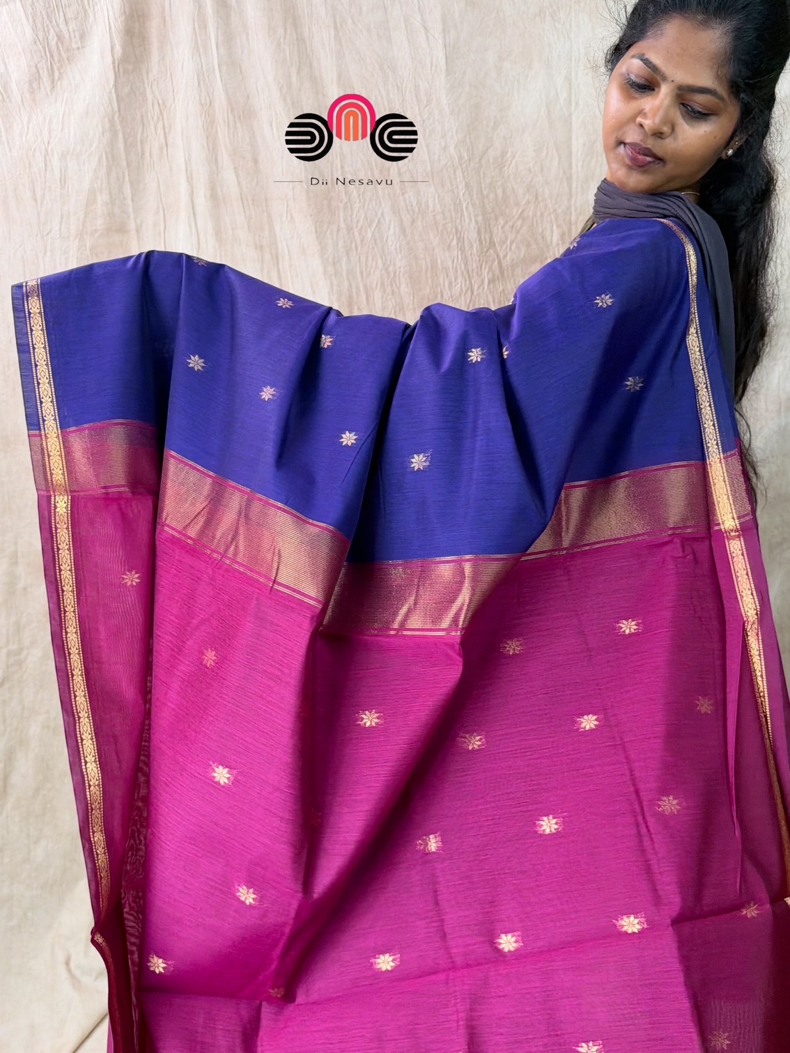 Maheshwari Semi Silk Cotton Saree - Dii029